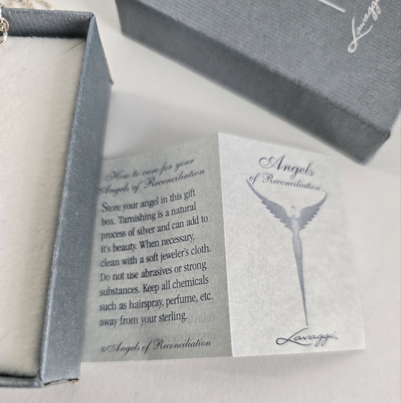 Stylish Sterling Silver 925 Angel Guardian Pendant Necklace - Picture 6 of 11